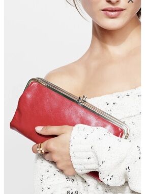 Lauren salmon Leather Double Frame Clutch